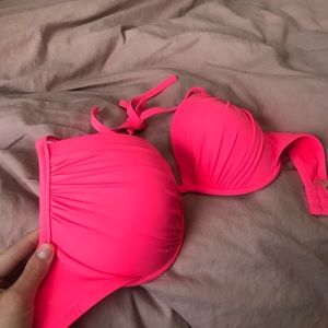 Bright pink swimsuit!